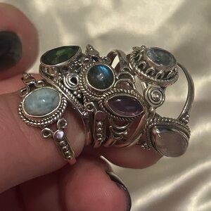 Sterling silver Lot of gemstone rings Size 10-10.5